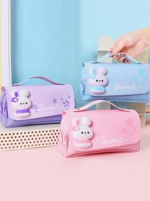 Large Capacity Portable Pencil Case, Pressure-Relieving Pencil Bag For Students, Girls' Triple-Layer Fresh Stationery Pouch - Multicolor - View 12