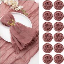 6/12/18/24/30 Pieces Purple Gauze Cheese Cloth Napkins, Multi-Color Optional Cheese Cloth Napkins Bali Cheese Cloth Napkins, Rustic Bohemian Lavender Napkins, Lavender Napkins For Family Dinners, Restaurants, Wedding Receptions, Dinners, Holiday Parties, Table Decorations