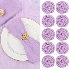 6/12/18/24/30 Pieces Purple Gauze Cheese Cloth Napkins, Multi-Color Optional Cheese Cloth Napkins Bali Cheese Cloth Napkins, Rustic Bohemian Lavender Napkins, Lavender Napkins For Family Dinners, Restaurants, Wedding Receptions, Dinners, Holiday Parties, Table Decorations