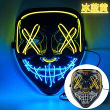 Máscara de Halloween LED Máscara de terror adecuada para disfraz de Halloween, fiesta de cosplay, fiesta de máscaras, carnaval, regalo (rosa + azul hielo)