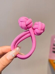 4个牛奶咖啡色打结弹力发圈，高弹力，适合女性，时尚日常发饰，可扎马尾辫，Y2K风格，发圈，发绳，马尾辫发箍，头饰，橡皮筋 - 彩色 - 查看 3