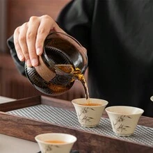 1 bộ Bộ trà du lịch Gaiwan 250ml, bao gồm 1 Gaiwan, 3 tách trà, 1 cốc trắng, lớp tráng men kiểu Trung Quốc, hộp đựng hình vuông cao cấp, tiện lợi cho các chuyến đi ngoài trời, cắm trại và công tác - tro thực vật - Xem 5