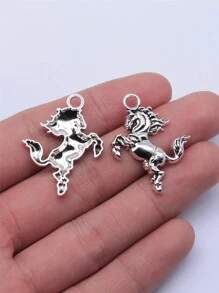 10 piezas/bolsa 32x24mm (1.26x0.94 pulgadas) 4 colores Colgantes con forma de caballo para hacer llaveros, pulseras, pendientes, collares y joyería DIY