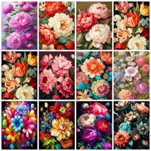 1 件 5D DIY 钻石画牡丹雏菊花朵全方形或圆形钻石马赛克花卉成人手工制作适合初学者家居装饰墙艺术 - 彩色 - 查看 1