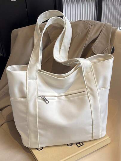 Vintage Solid Color Tote Bag For Women, Fashion Multiple Pockets Hobo Shoulder Bag, Large Capacity Top Handle Vacation Travel Underarm Storage Bag, Casual Handbag Commuting & Going Out, Portable Square Shopping Messenger Bags For Daily Use, Literary School Bag & Book Bag For Women Or Students, Perfect For Books, Shopping, Back To School And More