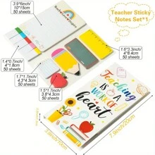 1套教師讚揚便利貼組-教師用黑板自粘備忘錄備忘錄-學校辦公室用品-書寫和提醒備忘錄-課室文具禮品，學生學校課堂家庭辦公室，返校用品，學校物品，開學第一天 - 彩色 - 查看 3