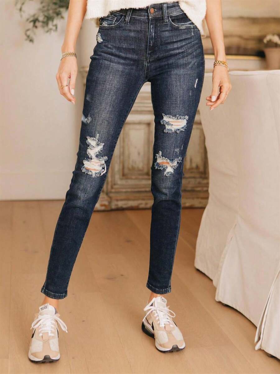 Judy Blue Super Duper Stretch Skinny Jean - Hải quân - Xem 1