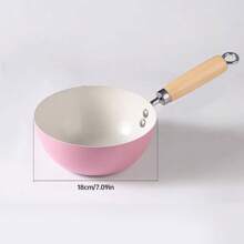 Sartén wok antiadherente pequeña para cocinar en el hogar, olla de fondo plano apta para cocina de inducción y de gas, adecuada para cocinar fideos, sopas y mariscos - Rosa - Ver 15