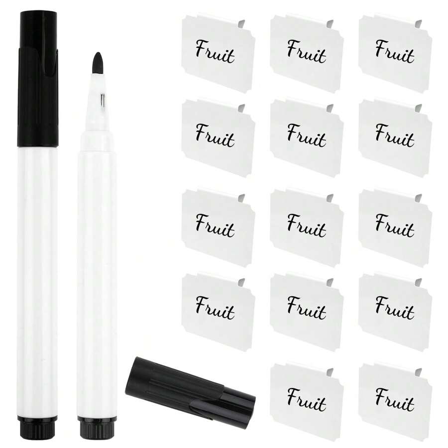 10pcs Basket Label Clip With 2 Markers, Plastic Label Holder For Food