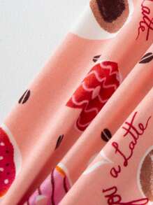 小女孩细款爱心印花紧身裤，适合室内或室外穿着，适合幼儿和大孩子 - 粉色 - 查看 9