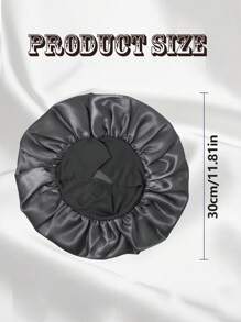1pc Women Protect Your Hair While You Sleep: Reusable Satin Jumbo Black Bonnet With Wide Elastic Band Silk Bonnet Satin Bonnet Hair Sleep Cap - Multicolor - View 2