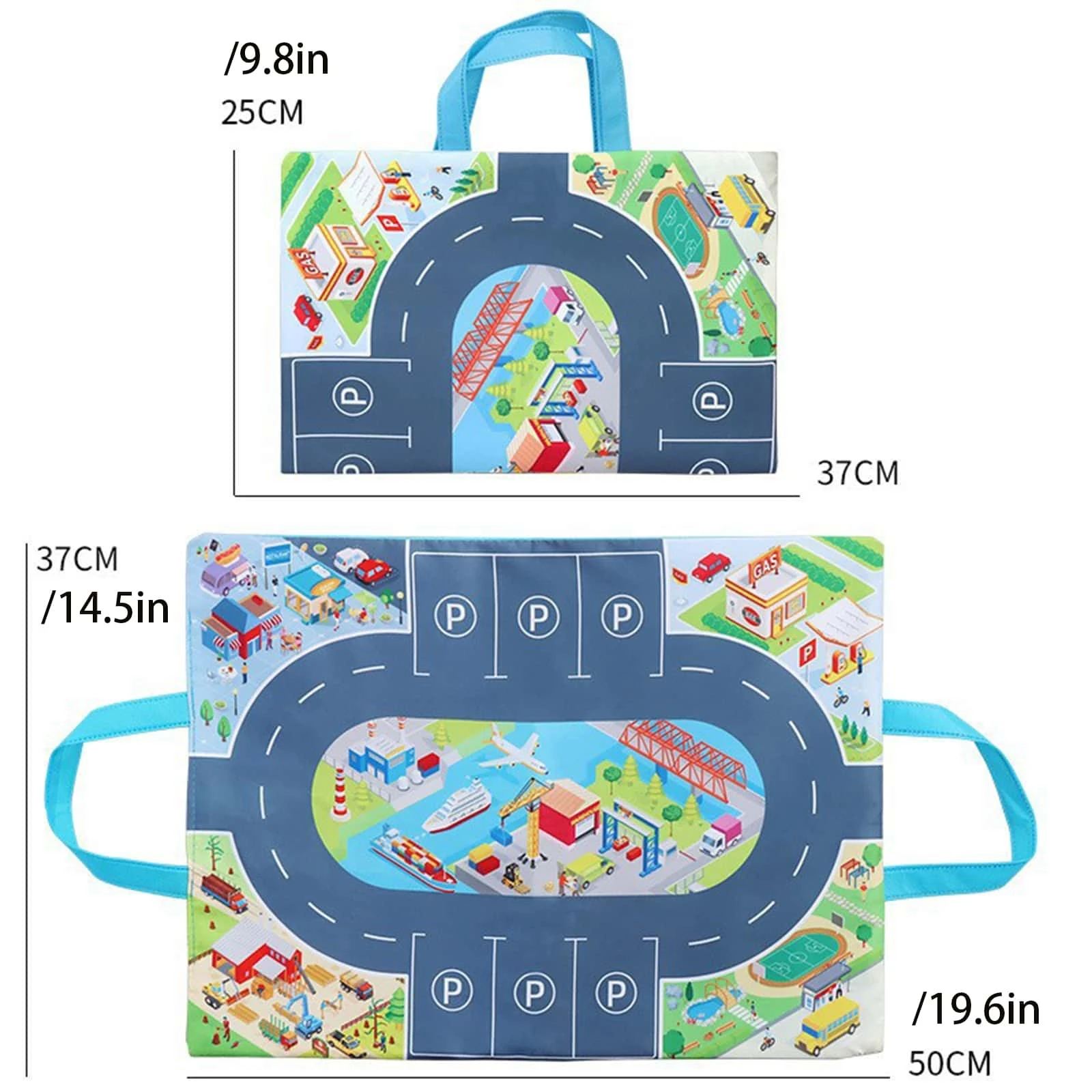 Kids Toy Carry Bag With Playmat, Paired With Car Parking Garage Mat