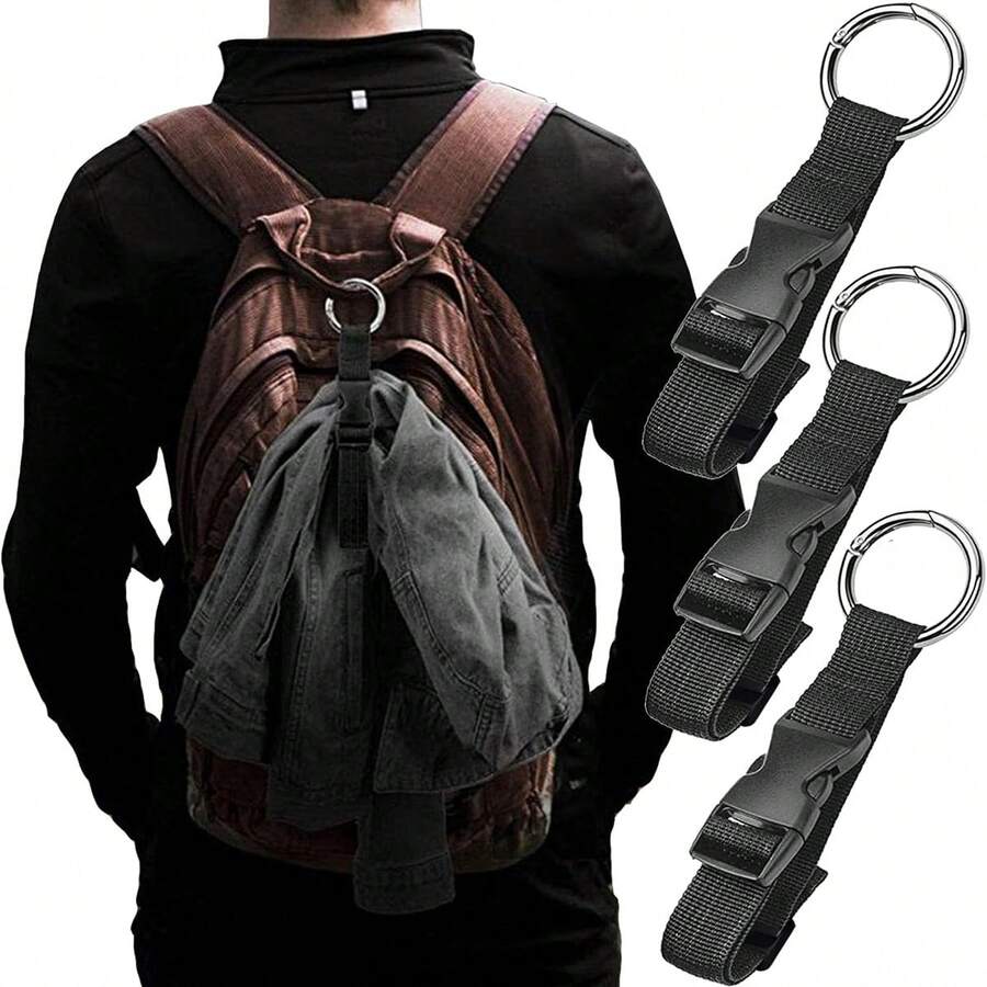 1入便攜式黑色尼龍行李帶固定器手提包夾野外攀登配件行李額外綁帶夾披風固定器，重型行李綁帶，隨身携帶行李、手提行李、行李箱綁帶皮帶旅行用品 - 彩色 - 查看 1