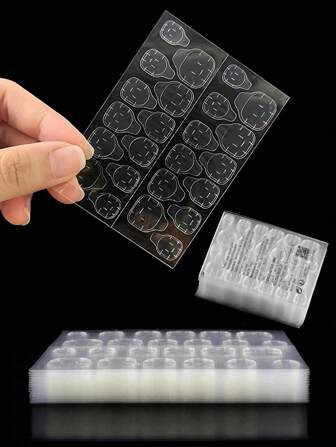 5/10/20/30/60张装透气双面胶贴，超强粘性假指甲胶贴，透明柔韧，适用于美甲、果冻胶、美甲用品、化妆工具、美甲艺术工具