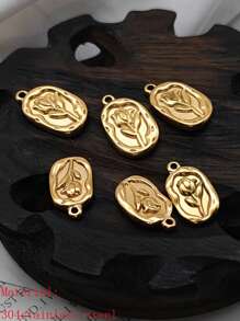 Set de 5 accesorios de joyería de acero inoxidable con colgante de rosa estilo campestre, ideal como regalo para festival o San Valentín