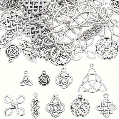 50pcs Vintage Alloy Irish Celtic Knot Traditional Pendant Exquisite Mysterious Style DIY Bracelet Necklace Jewelry Making Accessories