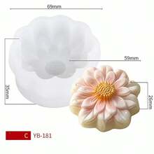 1 个樱花形麻糬/馒头硅胶模具，适用于自制月饼、绿豆糕和糕点 - 白色 - 查看 4