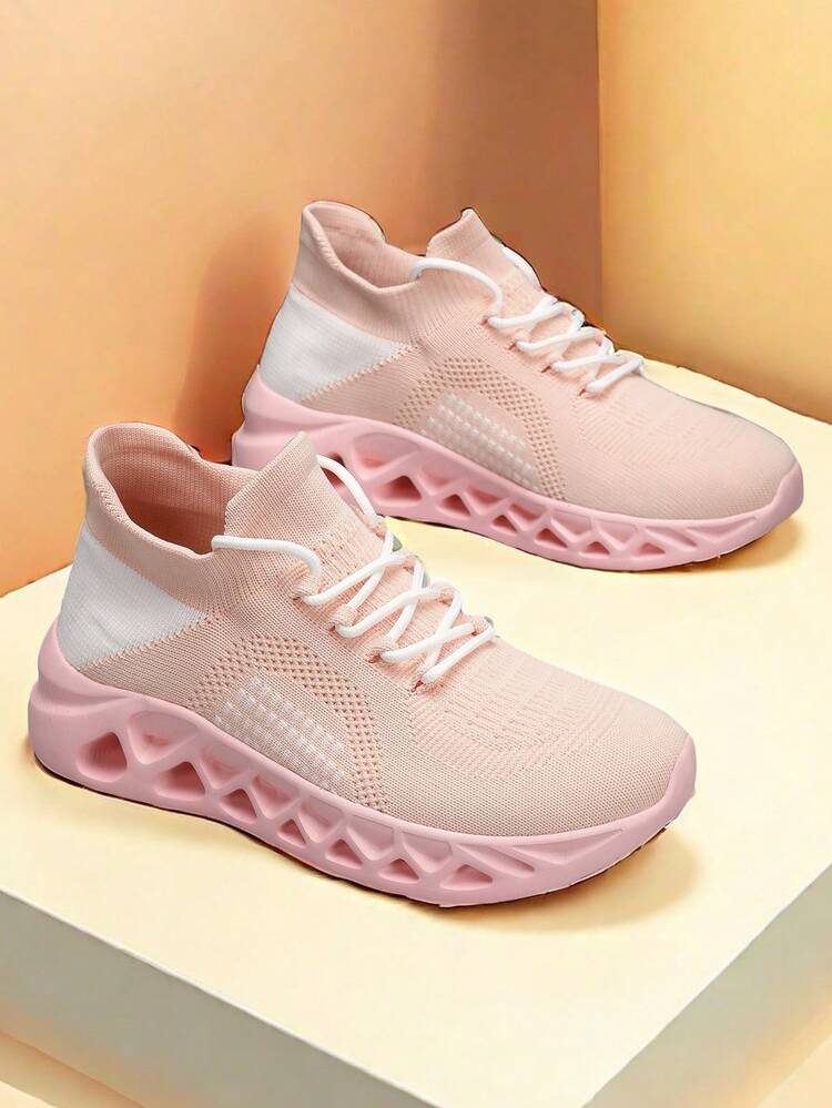 Zapatillas de running transpirables y antiodor para mujer, zapatos de entrenamiento con parte superior de malla para mayor comodidad y altura, resistentes al deslizamiento y a los choques, suaves y ligeras con malla flexible para caminar y hacer ejercicio, fácil de usar con diseño clásico y de moda que combina con todo - rosa - Ver 8