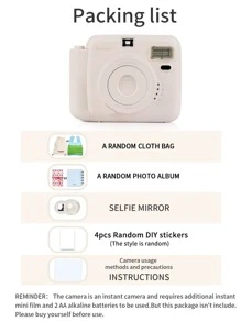 popoto 1套波普托即時拍立得相機，適用於米寶迷你雙胞胎相紙（不包括相紙），派對/禮物/戶外/女友/兒童 - 白色 - 查看 5