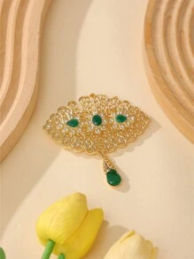 A Của Phong cách Retro Thanh lịch Rỗng Mẫu Pha lê Kim cương Hợp kim Trâm cài Lễ cưới Cô dâu Áo nịt ngực Bữa tiệc ngày lễ Phụ kiện - màu xanh lá - Xem 11