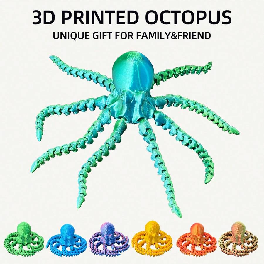 1pc 3D Octopus Print Toy, Decompression Toy For ADHD, 3D Printed Creative Gift, DIY Decor Ornament, Home Decor, Christmas/Birthday Gift, Fish Tank Decoration - Octopus - View 1