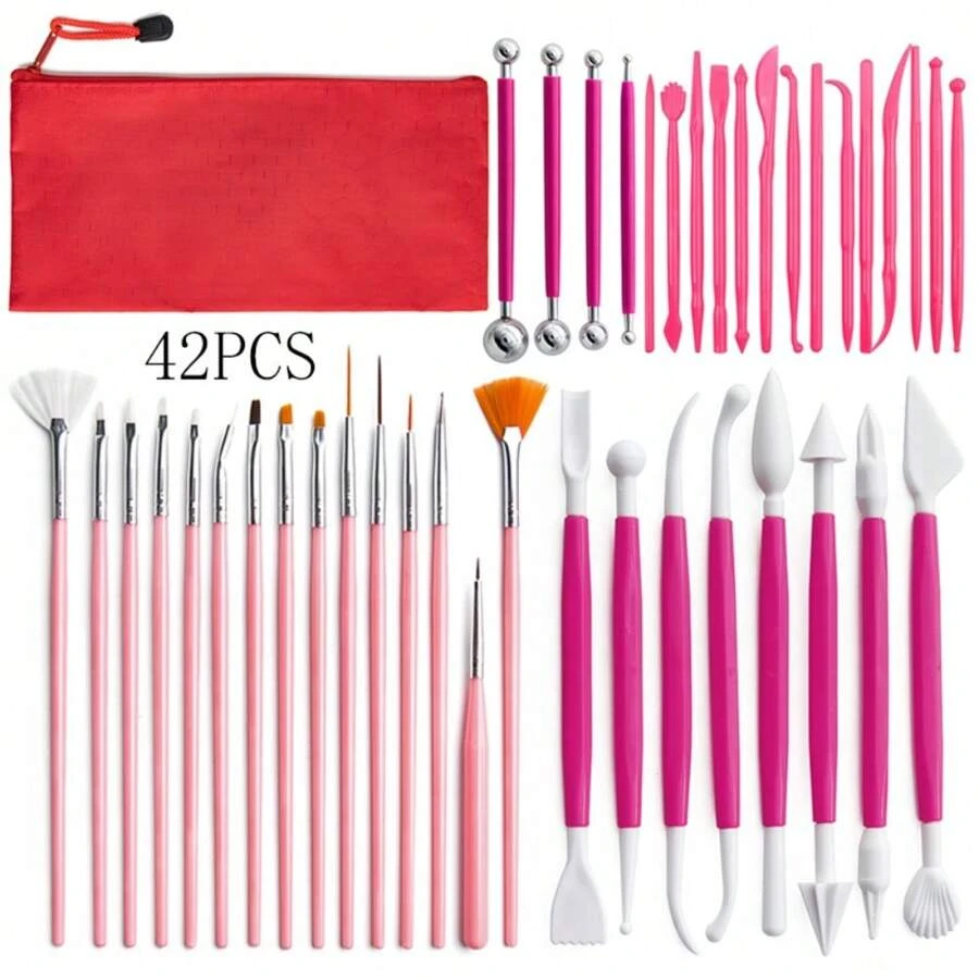 42pcs Set Pottery ToolsStone Sculpture Clay Carving Knife Soft Clay Christmas Handmade Paintball Stick
