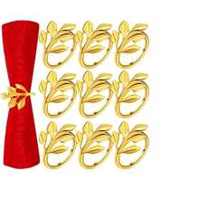 9 件/套叶形餐巾环，优雅的金属餐巾架，适用于餐桌装饰 - 彩色 - 查看 14