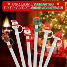 1/5 Chiếc Giáng Sinh Series Dễ Thương Ống Hút Có, Có Thể Tái Sử Dụng Chống Bụi Silicon Ống Hút Cắm cốc Trang Trí Phụ Kiện Cho 7-8 Mm Ống Hút - Nhiều màu - Xem 1