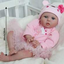 50cm 20 Inch Reborn Baby Dolls Soft Silicone Regenerative Sleep Doll For Boys And Girls, 3D Painted Skin And Vein Cloth Body For Girls, Realistic Handmade Sleep Newborn Bebe Art Toy,Pretend Feeding & Dressing Play,Early Childhood Education,Toys For Girls. - Pink - View 3
