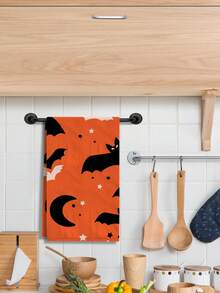 2 件万圣节主题鬼魂、南瓜、蜘蛛网、蝙蝠、条纹图案印花毛巾。现代、多功能家用毛巾适用于厨房、浴室、客厅、餐厅、卧室等。四季皆宜的毛巾 - 彩色 - 查看 2