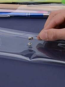 (Bulk Pack) Simple & Creative Iridescent Transparent Face Mask Storage Pouches With Snap Button, Portable Fold-Up Design