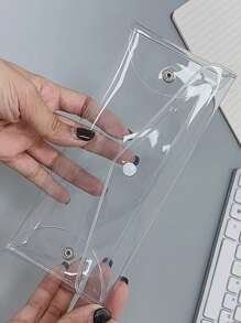 (Bulk Pack) Simple & Creative Iridescent Transparent Face Mask Storage Pouches With Snap Button, Portable Fold-Up Design
