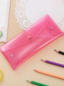 (Bulk Pack) Simple & Creative Iridescent Transparent Face Mask Storage Pouches With Snap Button, Portable Fold-Up Design