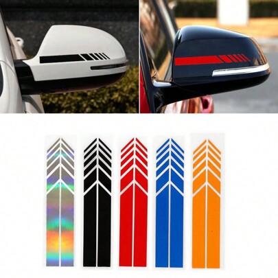 ملصقات مرآة الرؤية الخلفية العالمية عالمية 2 قطعة لتزيين مرآة الرؤية الخلفية PET و ديكور السيارة الخاصة بالشارات