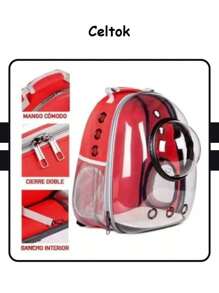 CT2375 1 Pieza Mochila Transportadora/Portadora Burbuja Para Mascotas - Negro - Ver 2