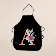 1pc Fashionable Apron With Floral & Letter Print,Kitchen,Bathroom,Home,Household Suppliers - Multicolor - View 7