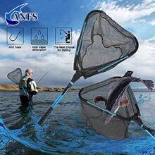 ANFS Fishing Net Folding Landing Net - Collapsible Fishing Nets With Telescopic Pole Handle, Rubber Coating Knot Less Mesh, Fish Catching And Releasing - Blue - View 1