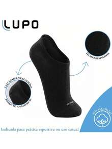 Kit 3 Pairs Lupo Socks Invisible Cotton Sport Sneakers - 黑色 - 查看 3
