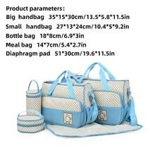 5pcs/Set Multifunctional Diaper Bag, Large Capacity Mama Bag, Shoulder Diaper Bag For Mother & Baby - Baby Blue - View 3