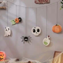 1 套/1 件万圣节糖果蜘蛛、幽灵、蝙蝠、南瓜、骷髅派对装饰拉旗、节日庆祝氛围横幅、圣诞节