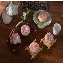 1 个樱花形麻糬/馒头硅胶模具，适用于自制月饼、绿豆糕和糕点 - 白色 - 查看 7