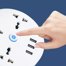 2.8M Extension Lead With USB Slots Electric Plug Socket 3 Way Outlets 2500W 10A - UK Plug(220-240V) - View 4