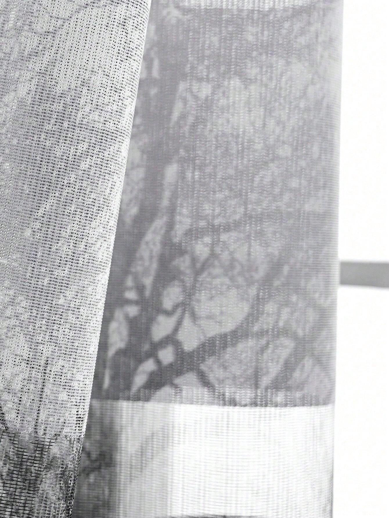 1pc Printed Plant Pattern Window Sheer For Living Room, Bedroom, And