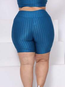 Short Legging Leg Feminino Academia Esportiva High Waist 3D Plus Size Fitness Yoga - Màu xanh lam - Xem 3