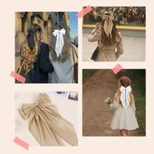 4pcs Hair Bows For Women Clips Big Women's Hair Bow Ribbon, Long Silky Satin Ribbon Bows For Hair Oversized, Hair Bow Barrettes Hair Accessories For Women Girls Aesthetic, School Valentine's Day Claw Clips - Multicolor - View 2