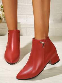 Red Pointed Toe Women's Chelsea Boots, Fall/Winter 2024 New Arrival, Mom Ankle Boots, Flat  Boots