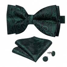 婚礼男士领结 预领结 手帕 袖扣 舞会派对图案 3 件/套 - 彩色 - 查看 5