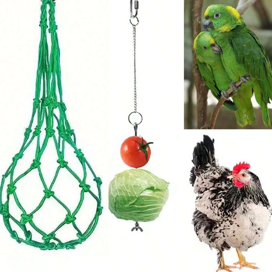 Mangiatoia Appesa Per Galline - Rete Per Verdure, Con Gancio E Forchetta, 2 Pezzi - Foto 4