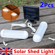 2x Solar Powered Shed Lights LED Light Rechargeable Garage Indoor Garden Outdoor - black+white - View 1