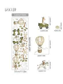 1pc Lovely Animal Balloon Elephant Lion Giraffe Wall Stickers Nordic Home Decoration For Living Room Bedroom Interior Decor, Stickers, Wall Decal, Vinyl Decal For Home Decorations, Spring Decoration Items Refresh Your Home, Rama Decoration Stickers - Apricot - View 12